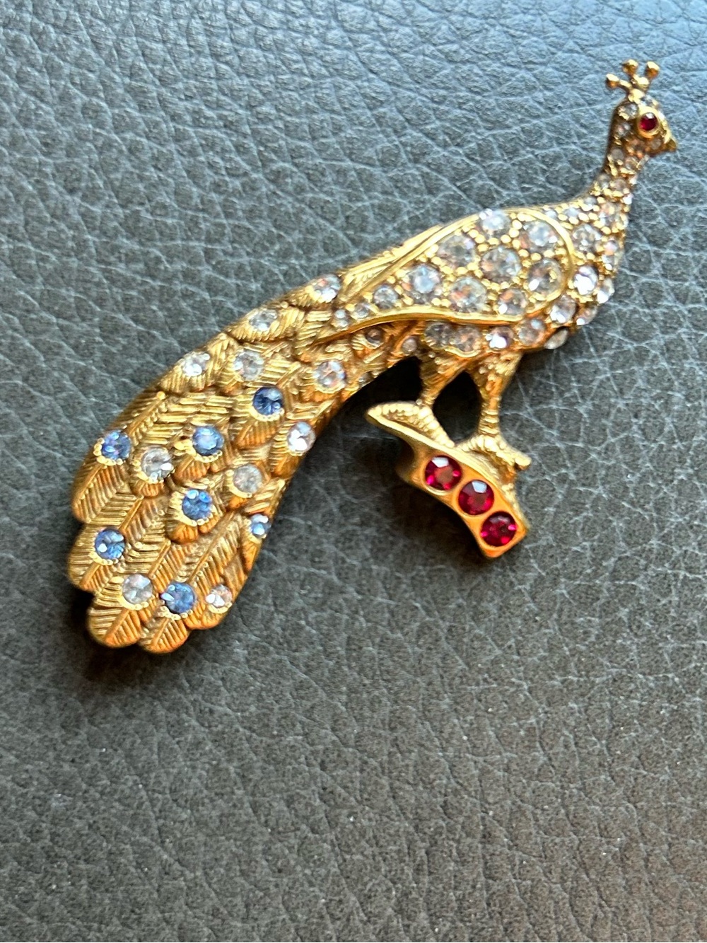 Gold-Tone Peacock Brooch Clear, Blue and Red Crystals Metropolitan Museum of Art
